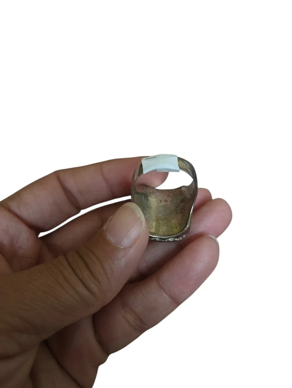 Vintage Size 11 Sterling Turquoise Inlay Statement Ring